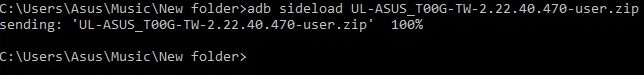 Now send the package adb sideload